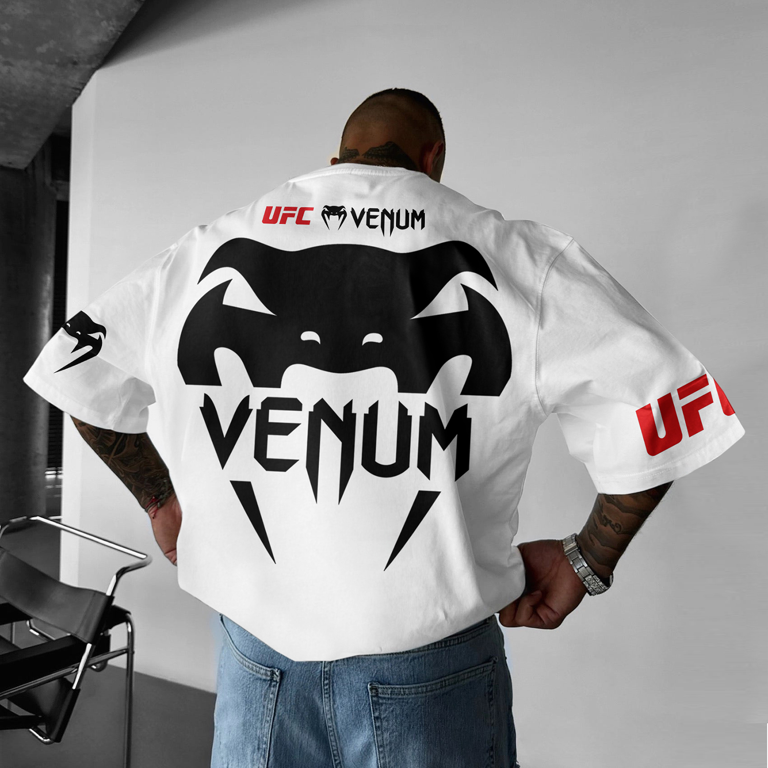 Oversized Loose Short-sleeved T-shirt Fitness Sports Ultimate Fighting Print T-shirt