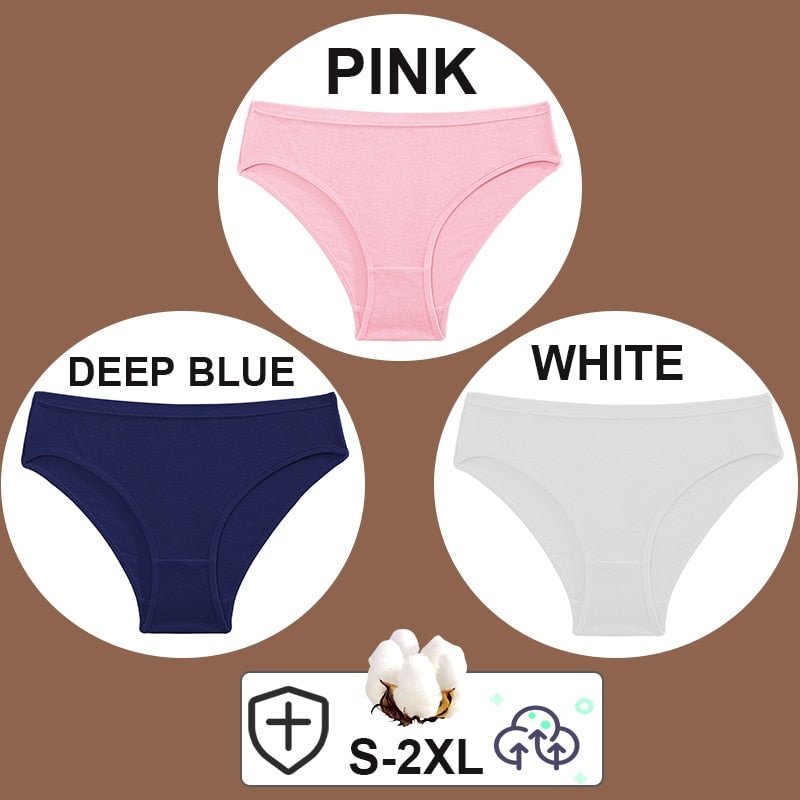 FINETOO 3PCS/Set Women Cotton Pantys Soft Back Love Lace Briefs Mesh Femme Underpants Woman Low-Waist Underwear Lingerie S-2XL