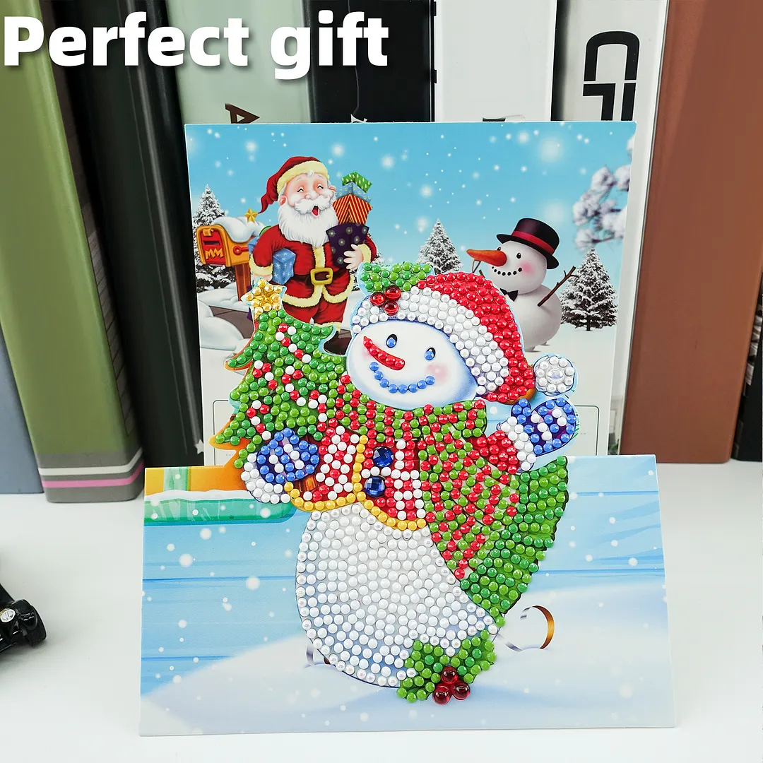 8PCS 3D Christmas DIY Diamond Painting Greeting Card Kits with Envelopes Diamond Art Greeting Cards Diamond Art Cards Kits for Adults DIY Crafts Family Friend Gifts