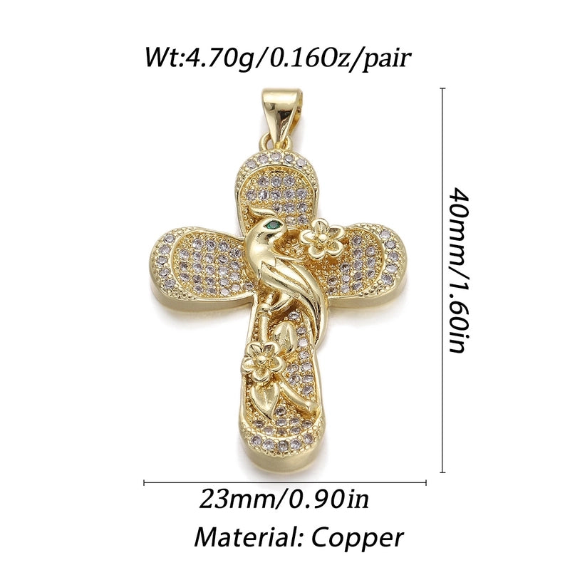 1 Piece Copper Zircon Cross Pendant