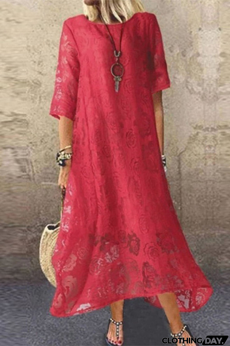 Sweet Elegant Solid O Neck Short Sleeve Dress Dresses(3 Colors)