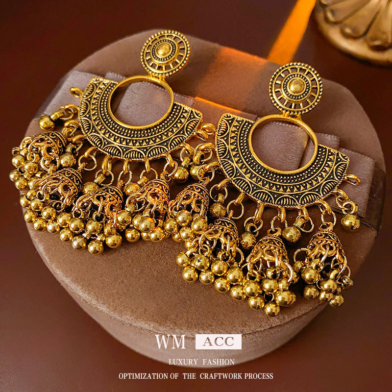 Medieval Fan-Shape Geometric Alloy Electroplating Earrings