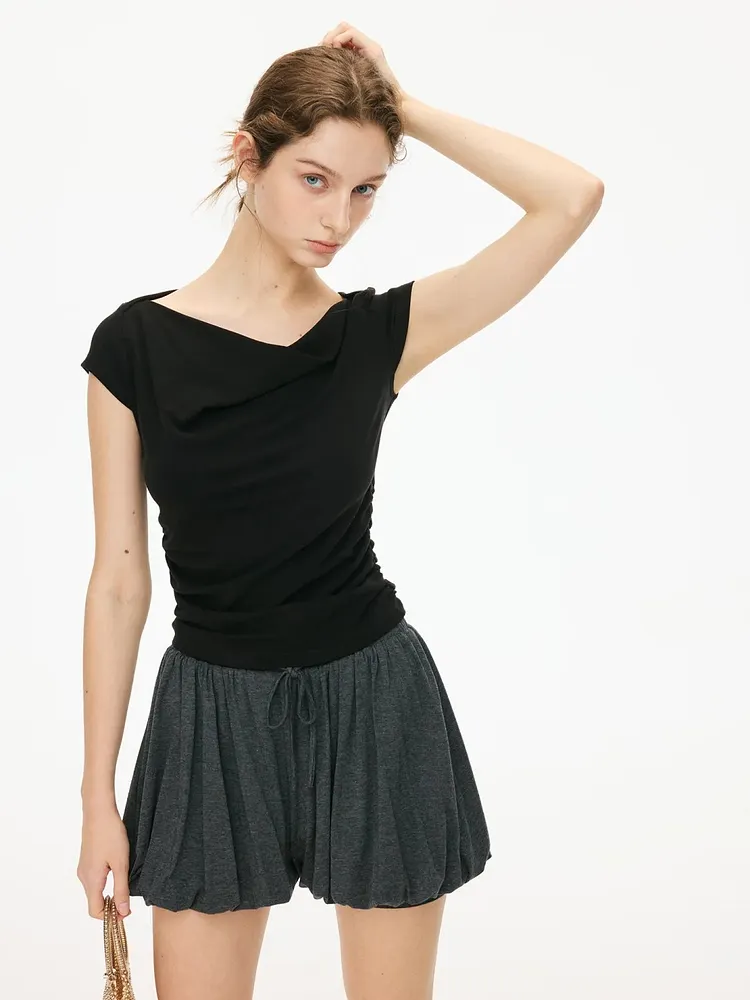 Black cap sleeve top