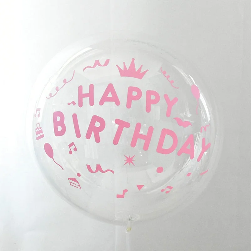 1Pc 20inch Transparent Balloon with Sticker Happy Birthday Balloons Helium Balloon Wedding Birthday Party Decoration Supplies