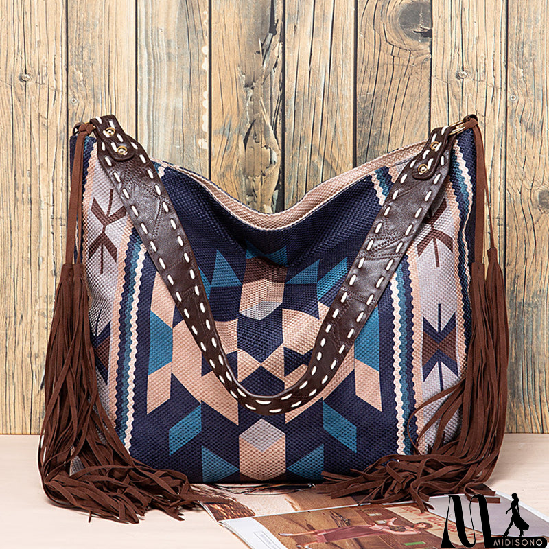 MidiSono - Casual College Color Block Tassel Bags