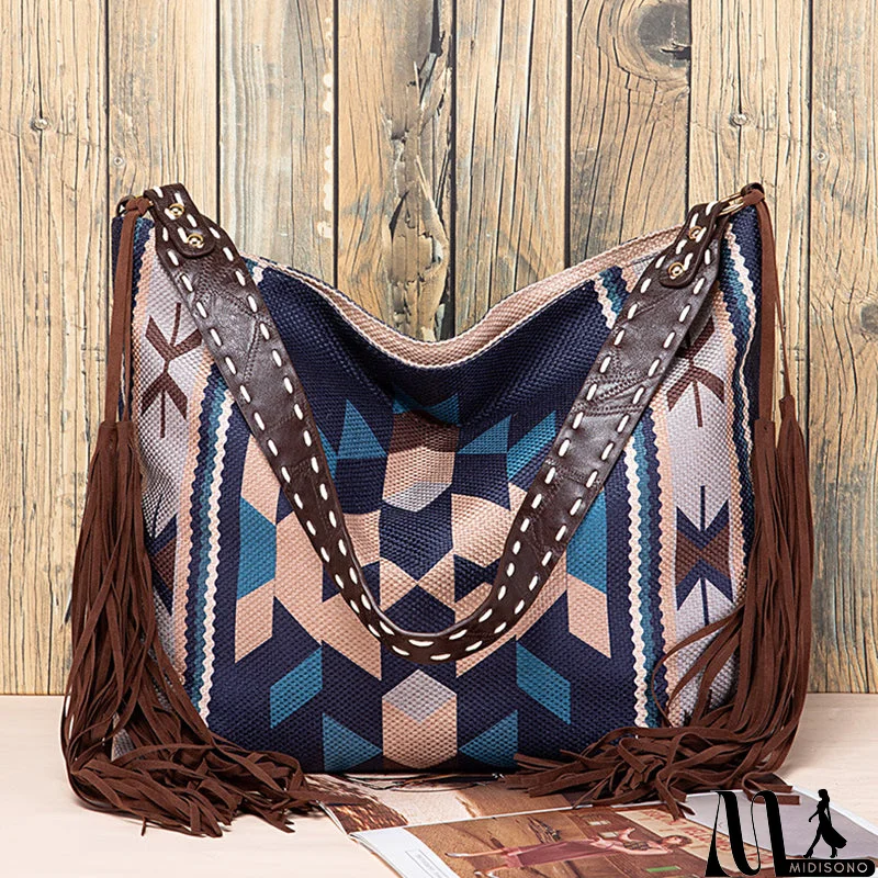 MidiSono - Casual College Color Block Tassel Bags