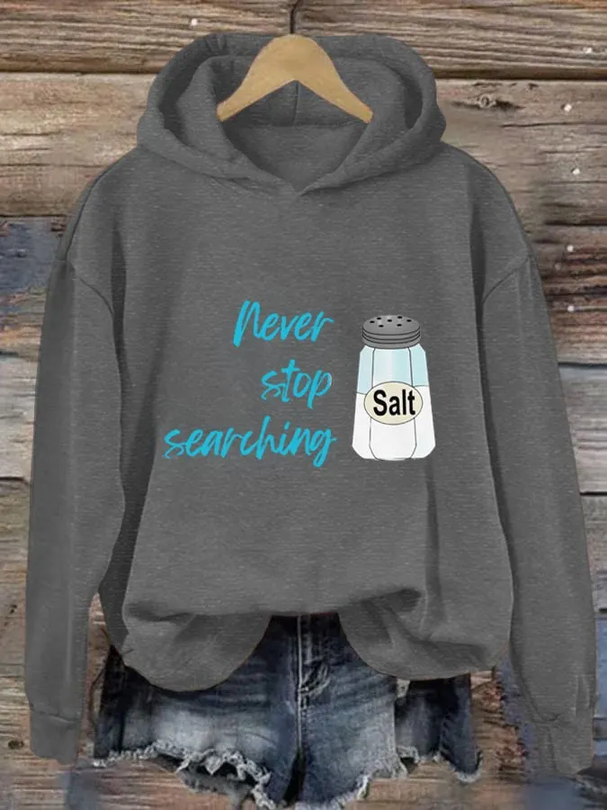 Women's Never Stop Searching Salt Print Hooded Sweatshirt
