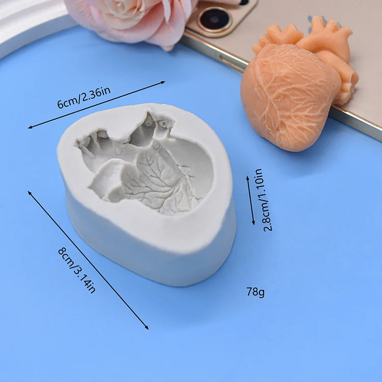 Creative Simulation Heart & Brain Silicone Fondant Mold Kitchen Baking Tool Diy Pastry Cake Soap Moulds