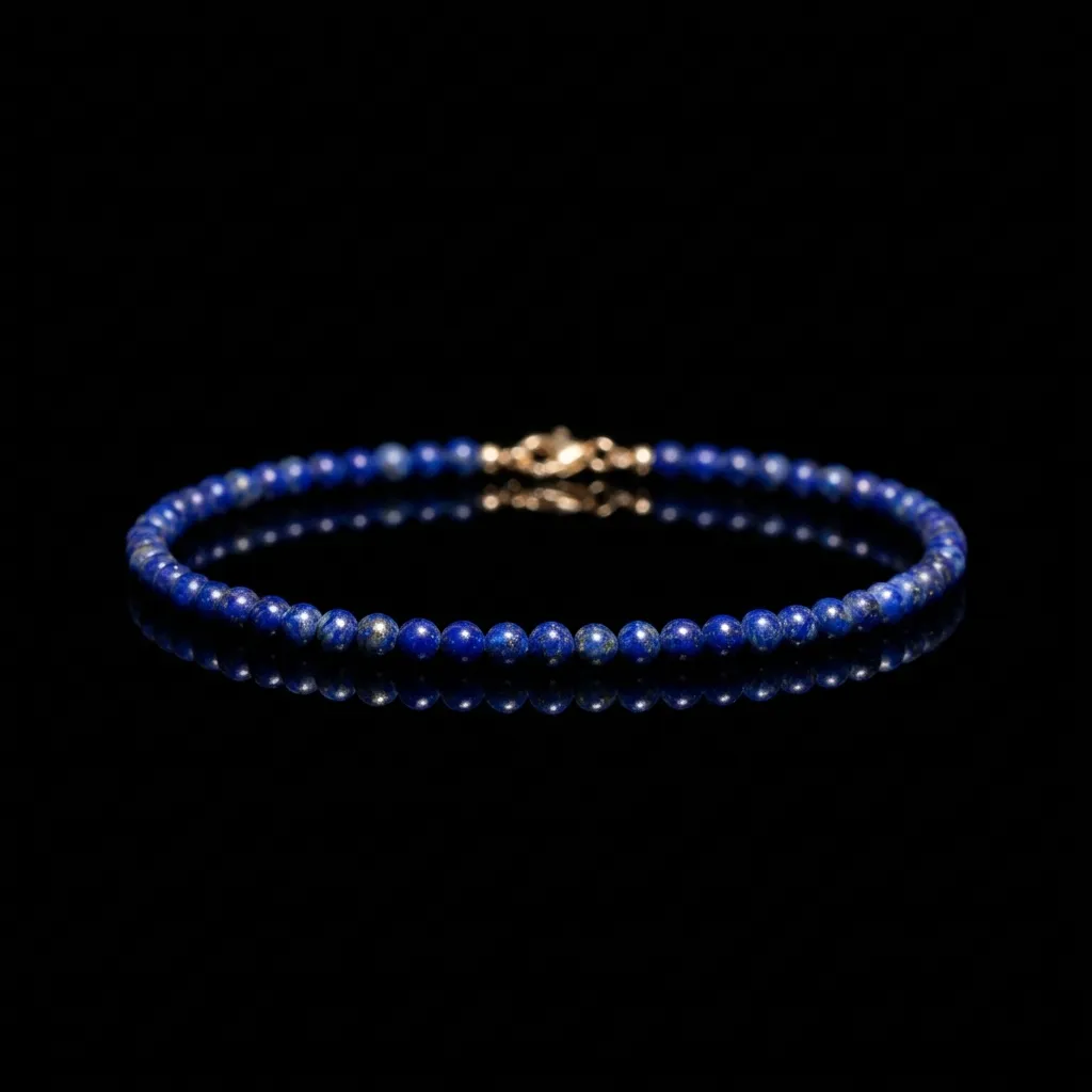 JiStones Azure Minimalist - 3mm Natural Lapis Lazuli & 14K Gold Bracelet