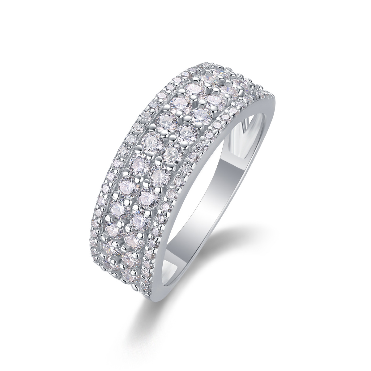  1.07cttw D Color Moissanite Rings For Women S925 Silver Diamond Half Eternity Band Luxury Fine Jewelry Anniversary Gifts