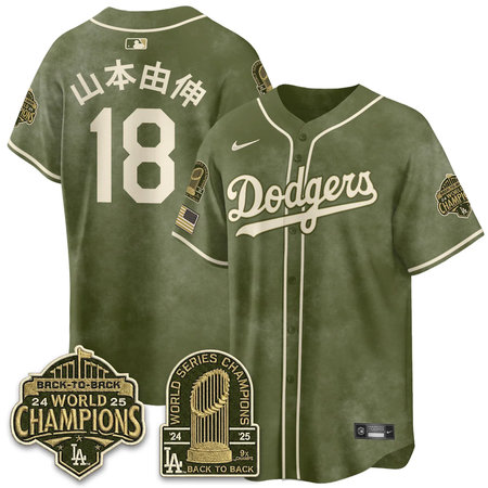 Men's Los Angeles Dodgers #18 Yoshinobu Yamamoto Olive New Era 2026 Armed Forces Day Jersey