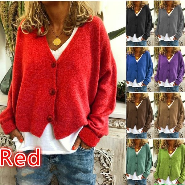 Women's Autumn and Winter Retro Sweaters Casual Loose Sweaters Knitted Cardigans Women's Long-sleeved Short Sweaters  Women's Winter V-neck  Tops - Shop Trendy Women's Fashion | TeeYours