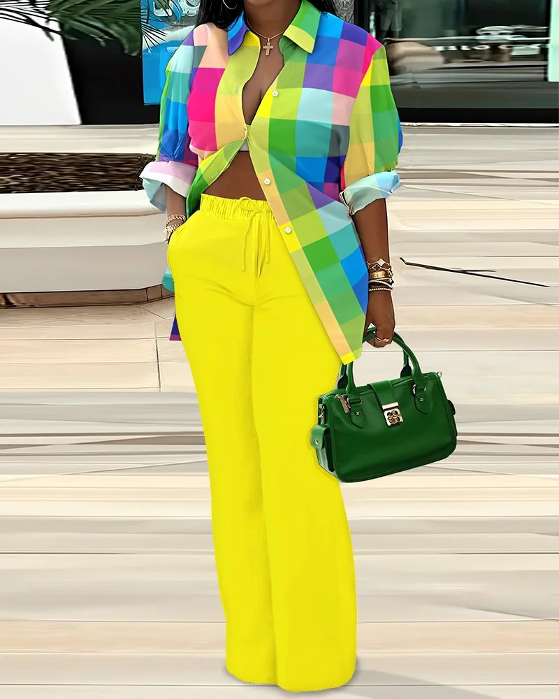 Uveng Uveng Women's Autumn And Winter 2024 New Long-Sleeved Shirt Printed Trousers Two Sets