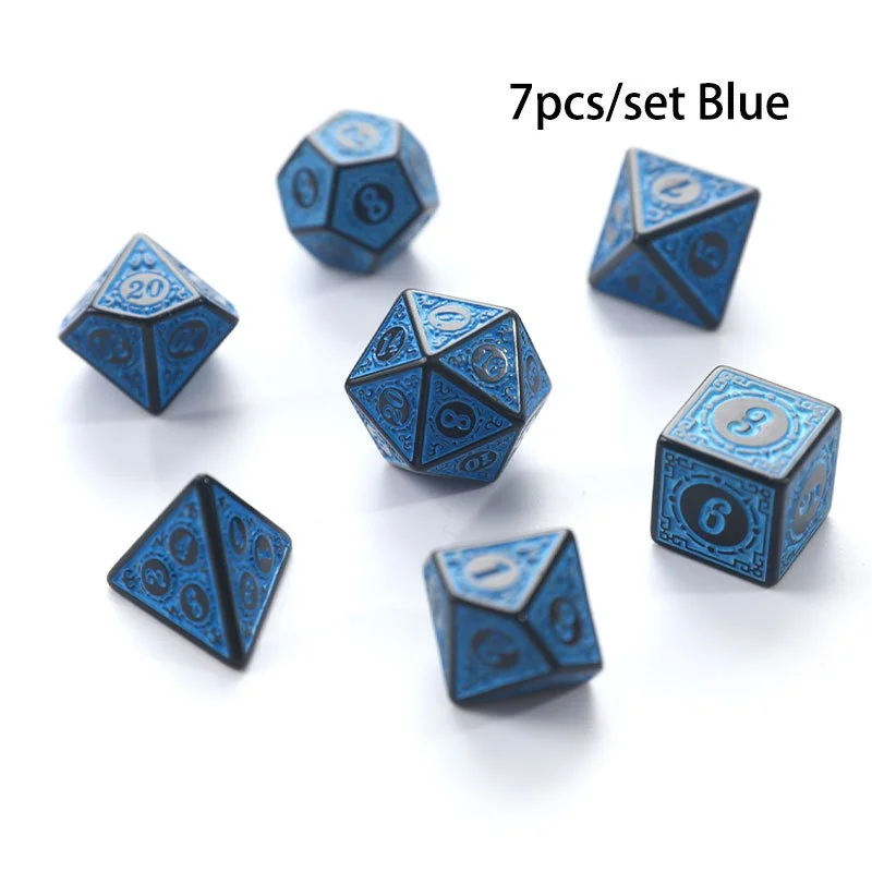 Carved Pattern Blue Dice Set