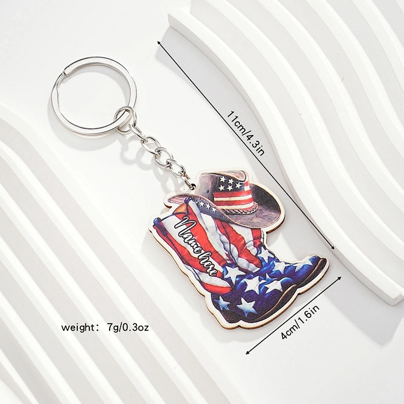 Retro Cowboy Style Shoe Metal Unisex Bag Pendant Keychain