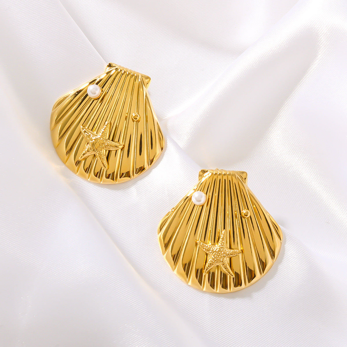 IG Style Shell Geometric Stainless Steel Electroplating Earrings