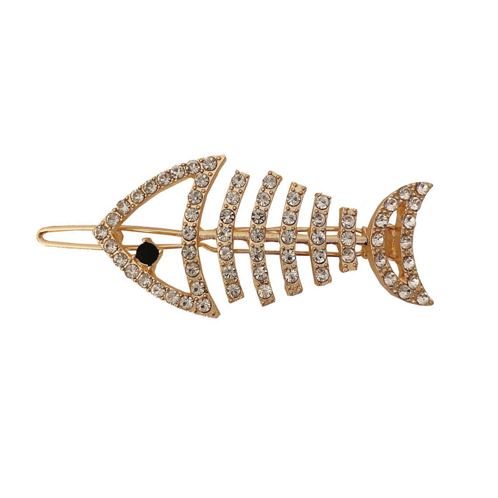 

Fish Shape Hair Claws Clip Women Rhinestone Korean Hairpin Banana Barrettes, Gold, 501 Original