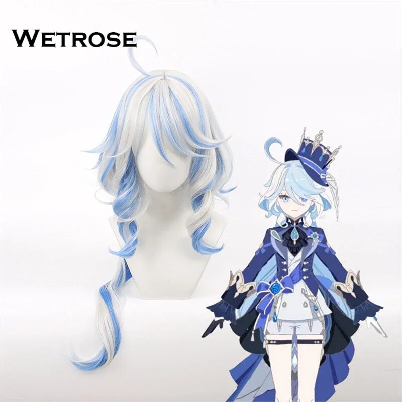 [Wetrose] Furina Focalors Wig Cosplay Genshin Impact Ousia Pneuma Furiina Фурина Long Short Hydro God Archon Black White Tail