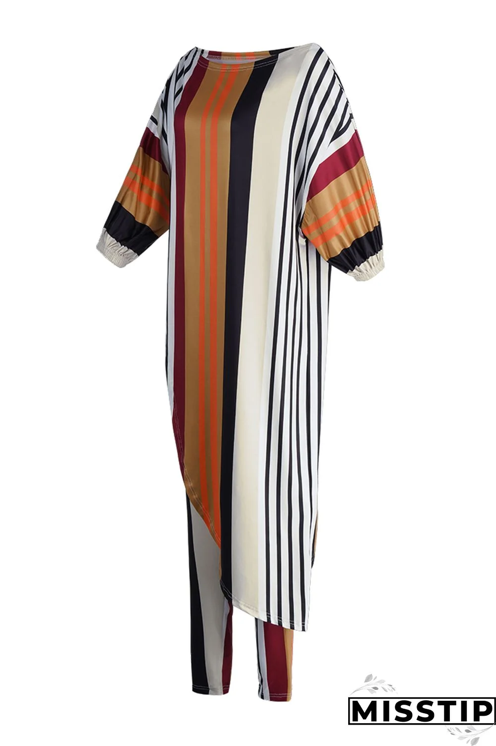 Camouflage Fashion Casual Print Asymmetrical Oblique Collar Three Quarter Two Pieces