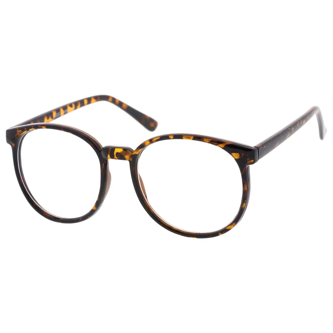 Classic P3 Horn Rimmed Clear Lens Round Eyeglasses 53mm