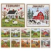 Stamped Cross Stitch Kit for Adults Rural Landscape 14CT tapestrymarket