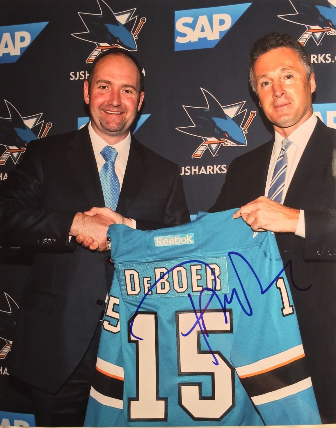 Head Coach Peter DeBoer AUTOGRAPH Photo Poster painting Signed 8x10 San Jose Sharks 2016 Playoff