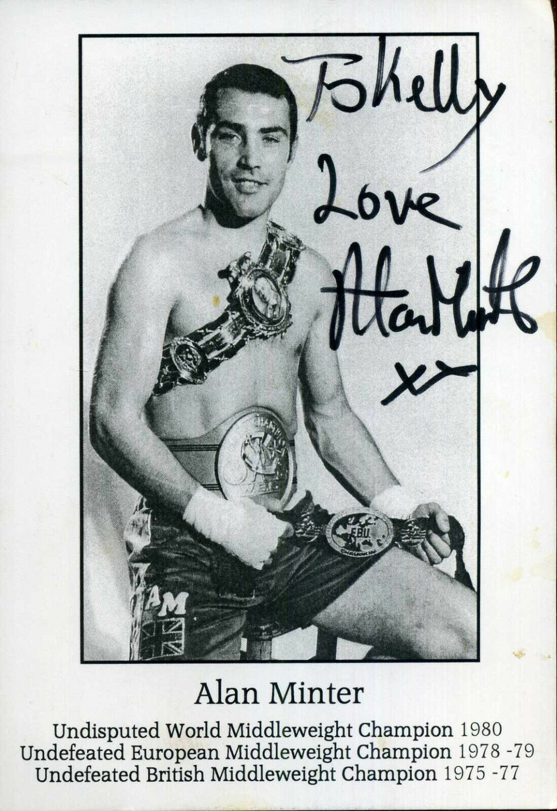 ALAN MINTER Signed Photo Poster paintinggraph - WORLD MIDDLEWEIGHT BOXING CHAMPION - Preprint