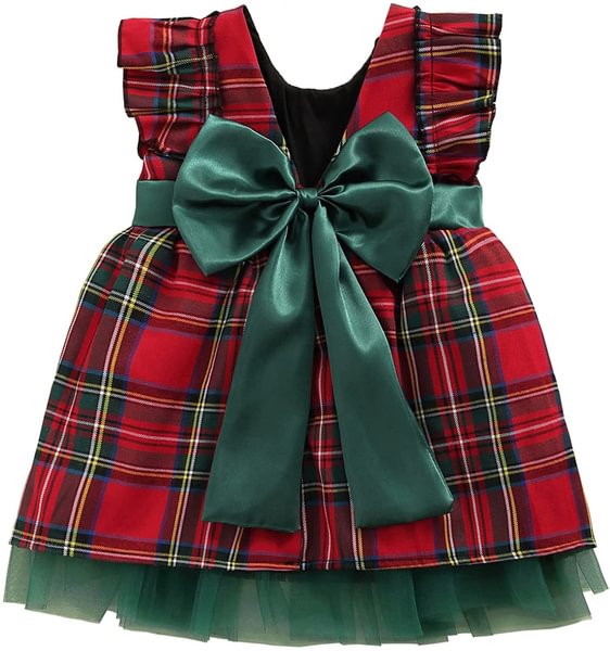 Toddler Baby Girls Christmas Dress Bowknot Plaid Party Pageant Princess Dresses Baby Girl Clothes - Shop Trendy Women's Fashion | TeeYours
