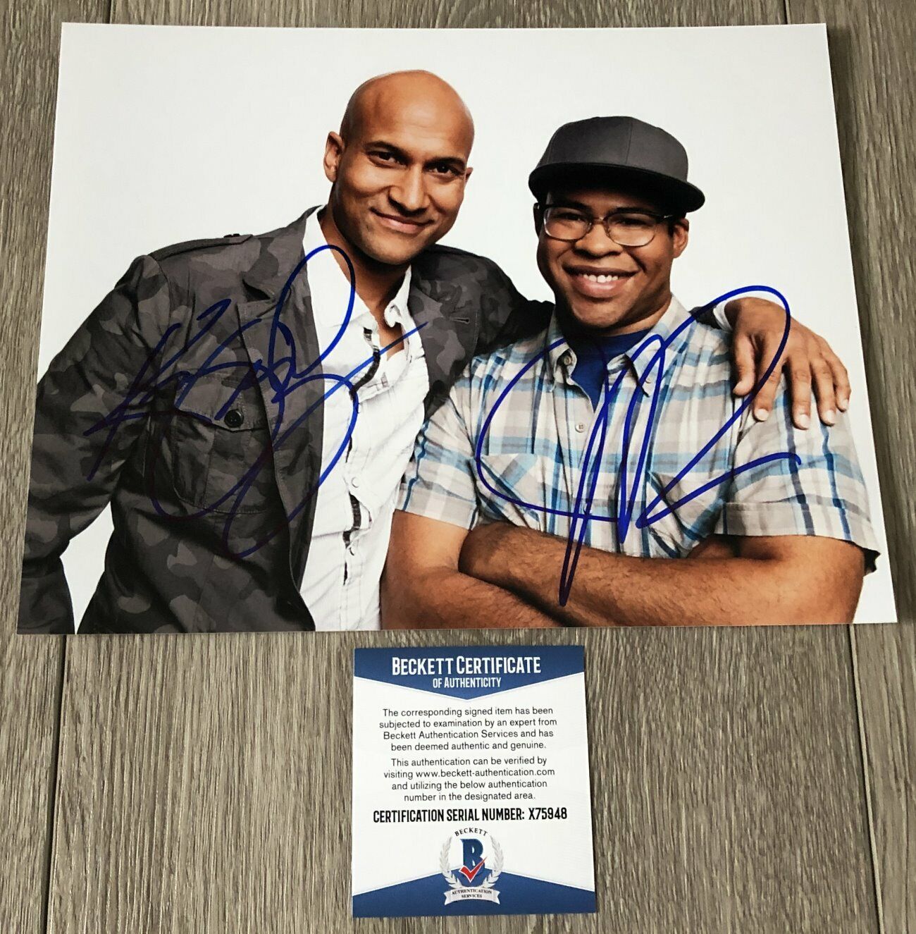 KEEGAN MICHAEL KEY & JORDAN PEELE SIGNED 8x10 Photo Poster painting C w/PROOF & BECKETT BAS COA