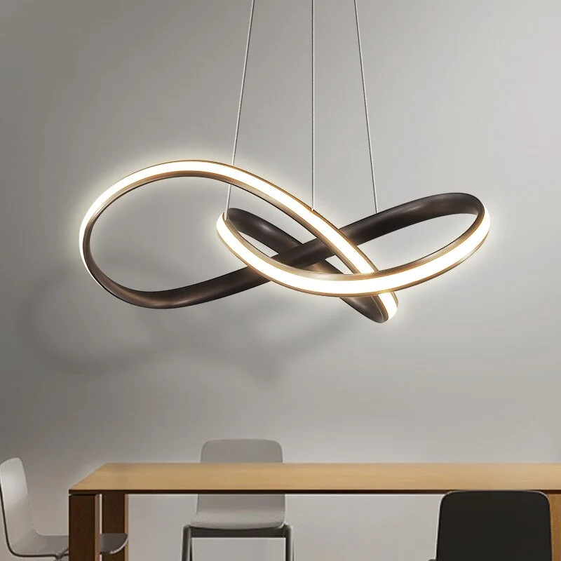 Modern bend LED Chandelier Aluminum Acrylic Ceiling Hanging Lamp living Room Pendant lamp Restaurant decor Suspension lighting