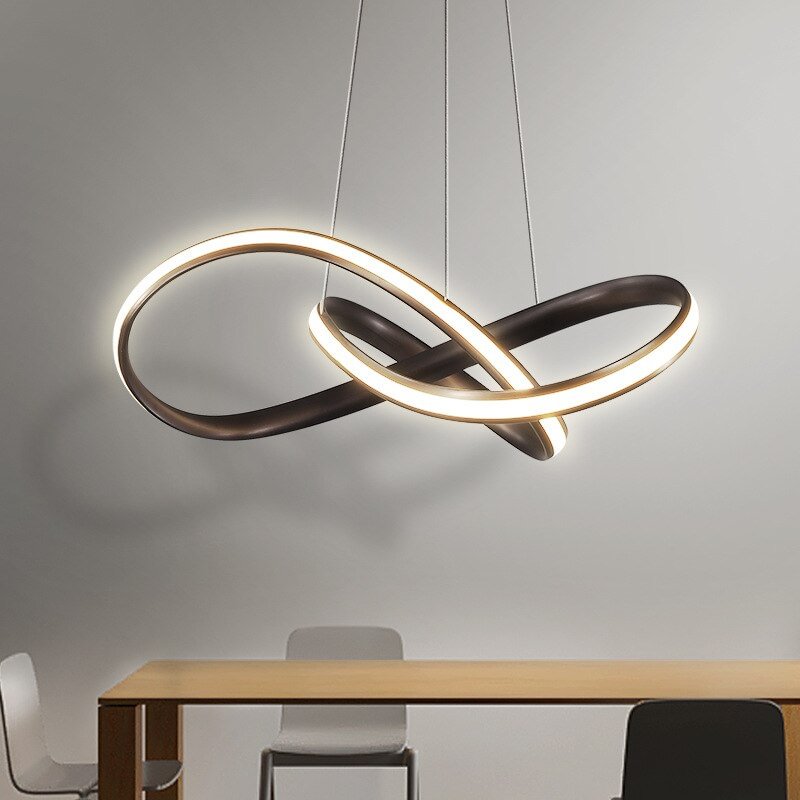 Nordic bend  LED Chandelier Aluminum Acrylic Ceiling Hanging Lamp Dining Room Pendant lamp Restaurant decor Suspension lighting