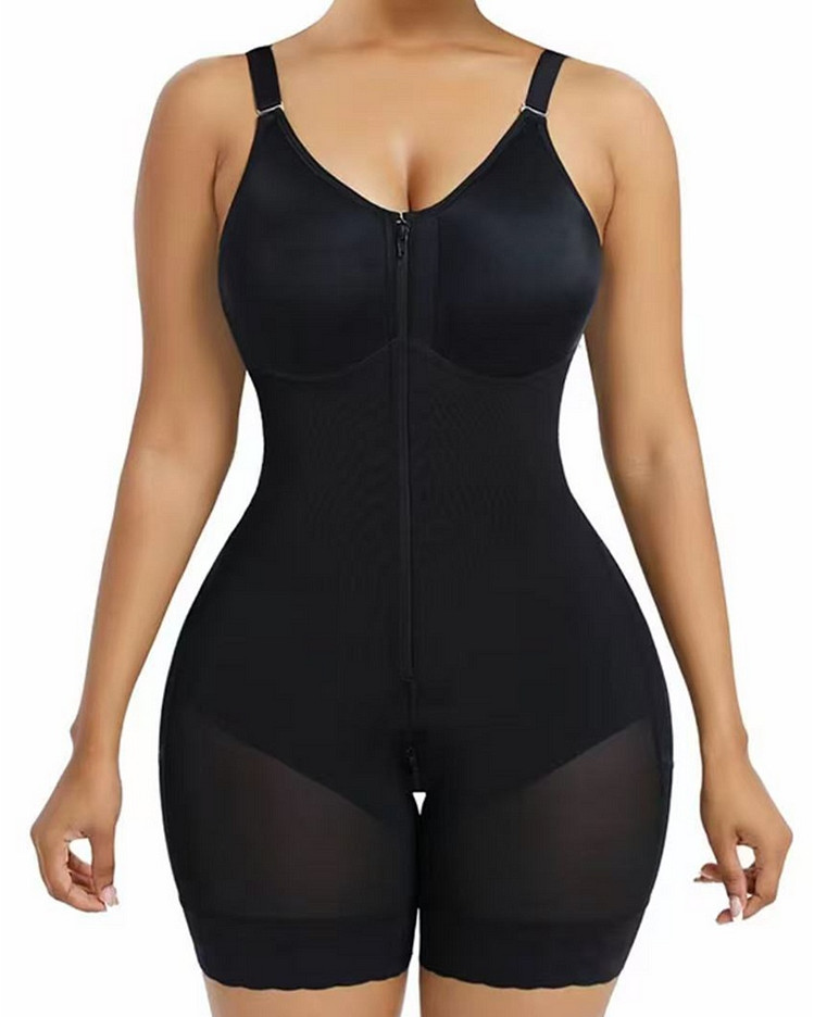 Breathable Leg Fabric Patchwork Bust Shaping Bodysuit