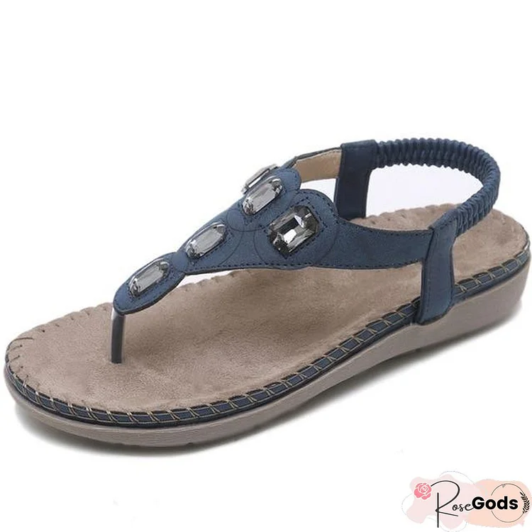 Women Plus Size Crystal Sandal Shoes Summer Footwear Beach Flip Flops Shoes