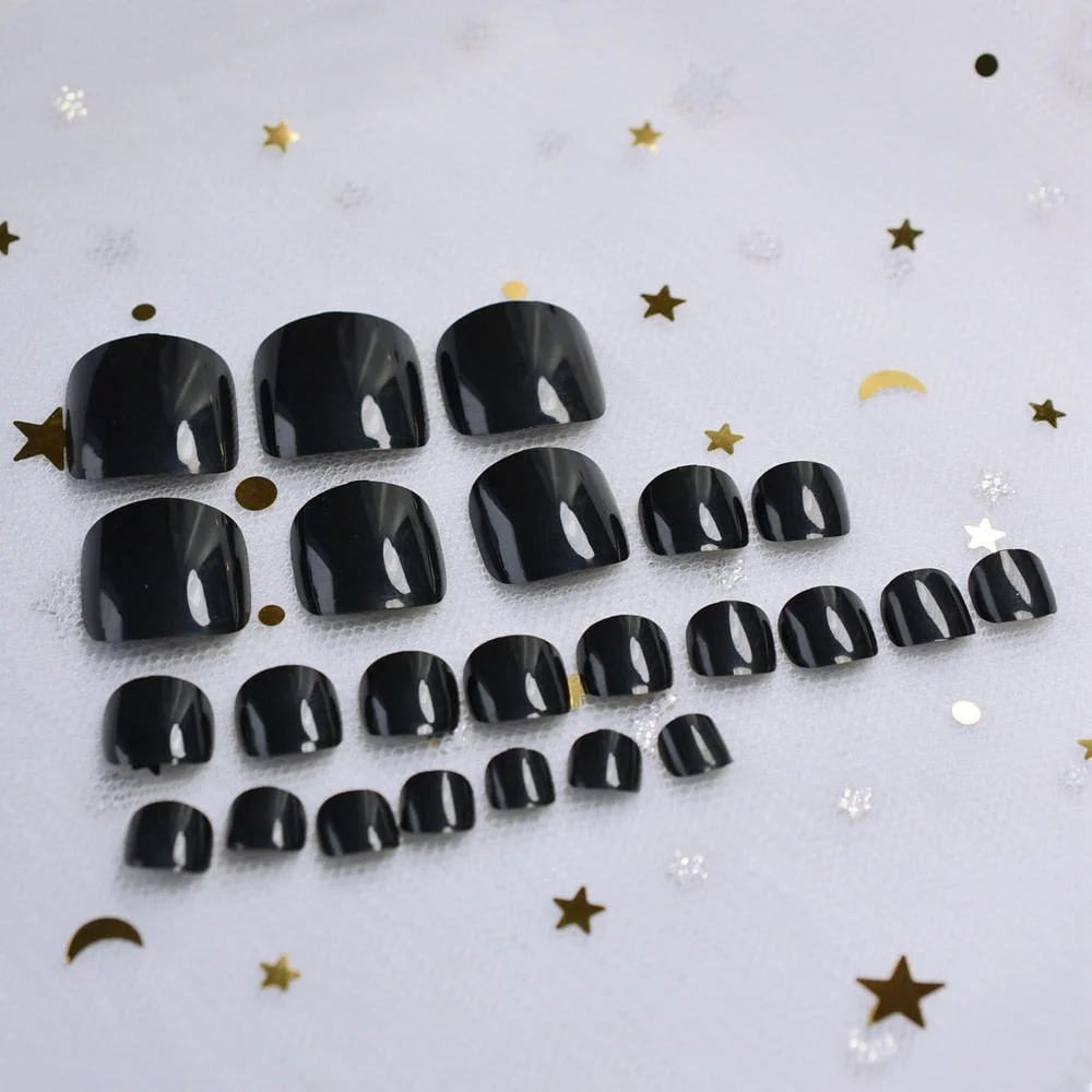 Sexy Classic True Black Show Your Toes Colorful Carnival Style Candy Black False Toes Toenails 20 Color #Bt