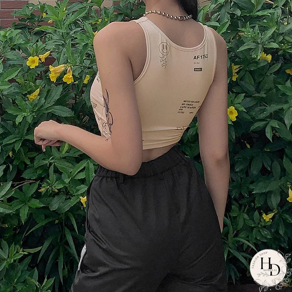 Retro Tribal Ethnic Style Vest Summer Women Camisole Fashion Street Casual Wear Crop Tops