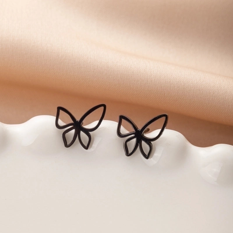 1 Pair Cute Minimalist Dog Cat Flower Polishing Hollow Out 304 Stainless Steel 18K Gold Plated Ear Studs