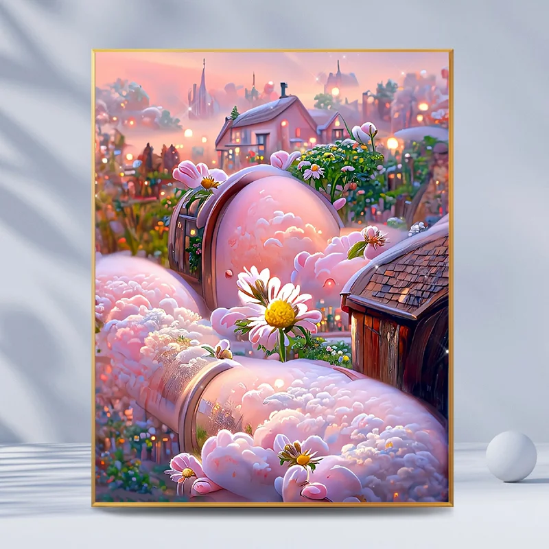 Diamond Painting - Full Round Drill - Pink Flower(30*40 - 40*50cm)