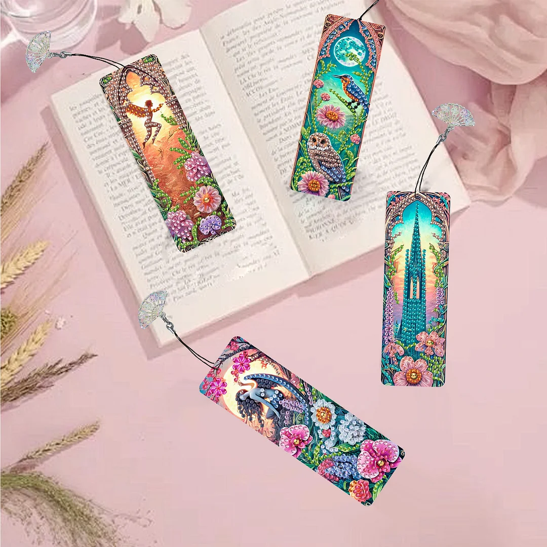 12Pcs Fairies and Flowers DIY Diamond Painting Bookmarks for Reading Enthusiasts