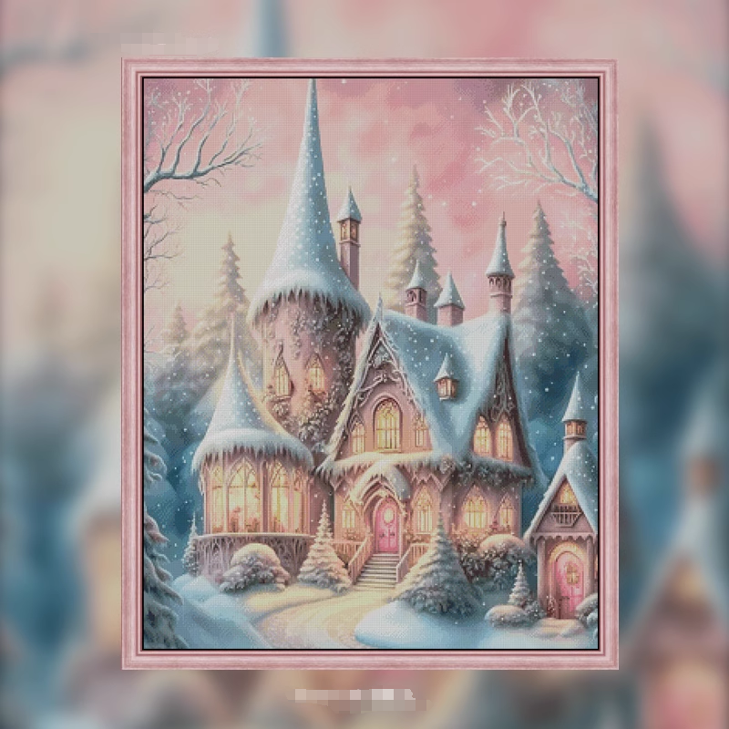 1set DIY Printed Cross Stitch Kit 【ZZ1842- Honey Snow Warm House】printed (stamped) cross-stitch Painting Fairy Cross Stitch