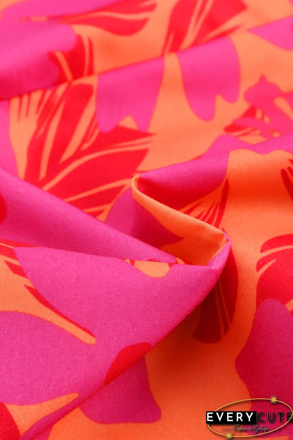 Pink Floral Print Smocked Waist Shorts