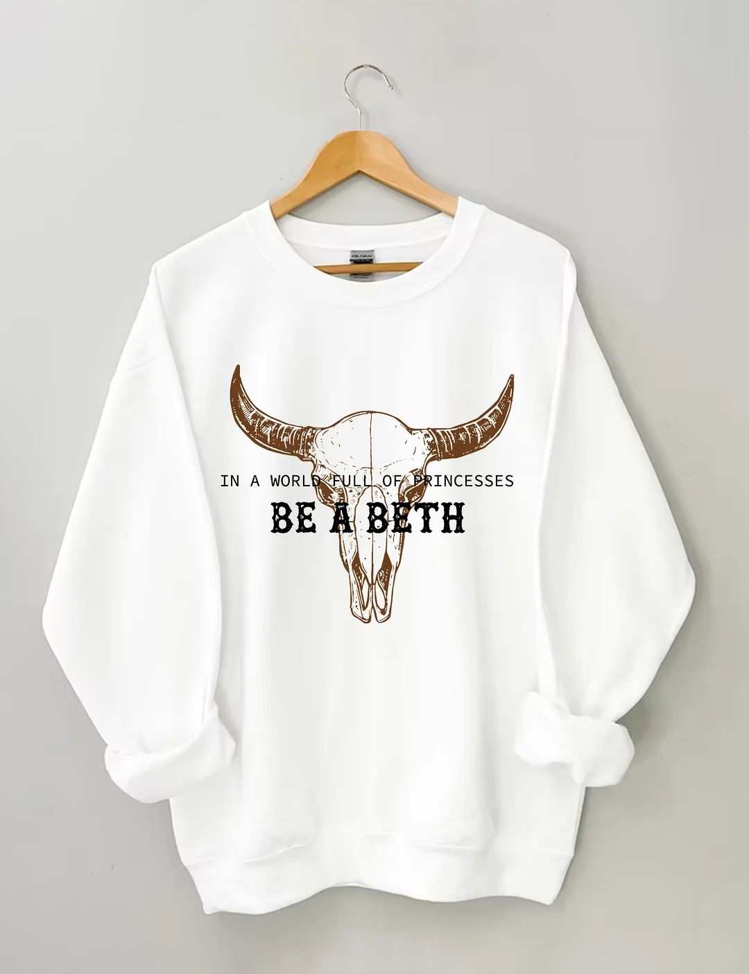 In A World Full Of Princesses Boho Cow Skull Sweatshirt