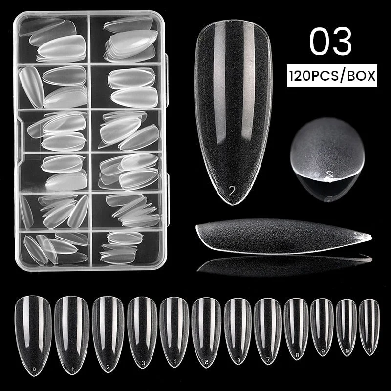 120Pcs False Full Nail Tips Quick Building Mold Tips Nail Dual Forms Finger Extension Nail Art UV extension Easy Find Nail Tools-Nail Inspo