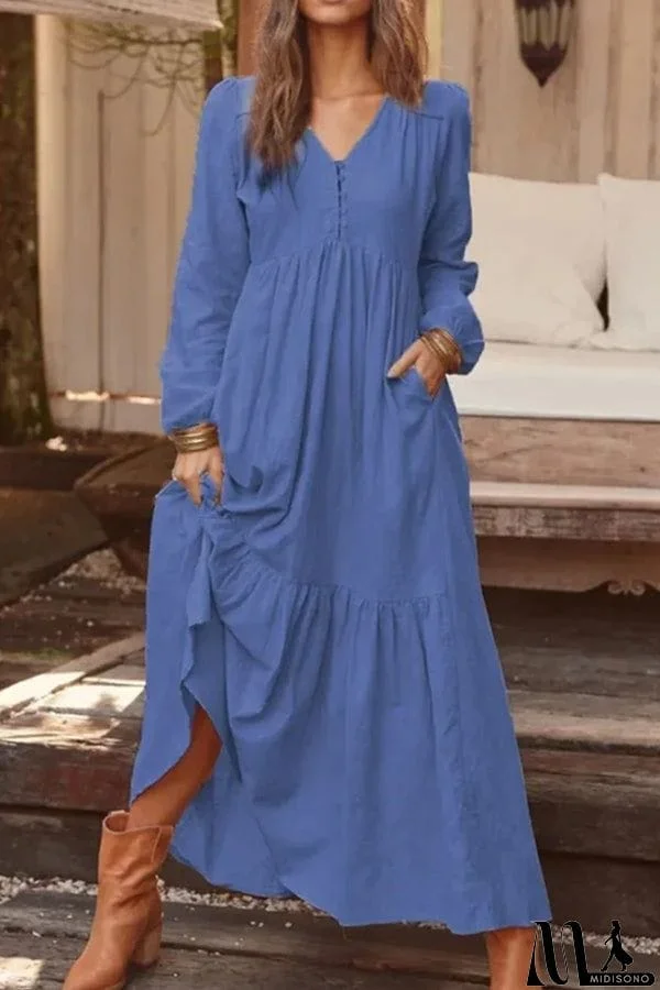 Cotton loose solid color maxi dress