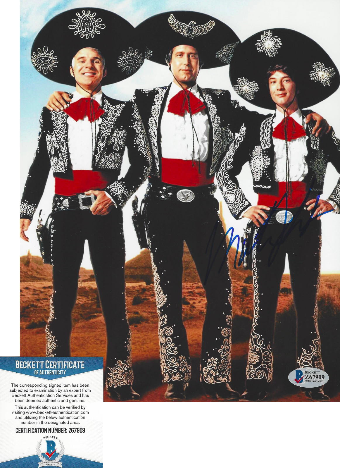 MARTIN SHORT SIGNED 'THREE AMIGOS' 8x10 MOVIE Photo Poster painting C ACTOR BECKETT COA BAS