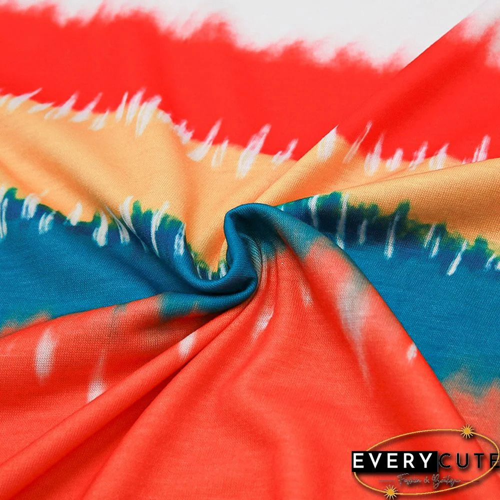 Orange Rainbow Ombre Long Sleeve Tops