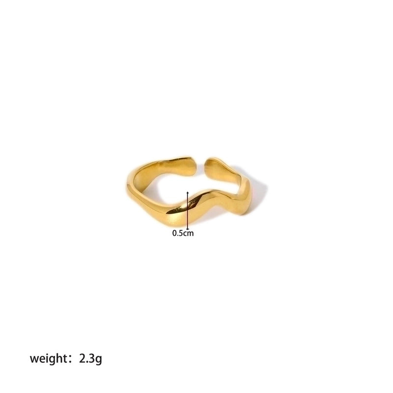 304 Stainless Steel 18K Gold Plated IG Style Nordic Style French Style Plating Solid Color Open Rings