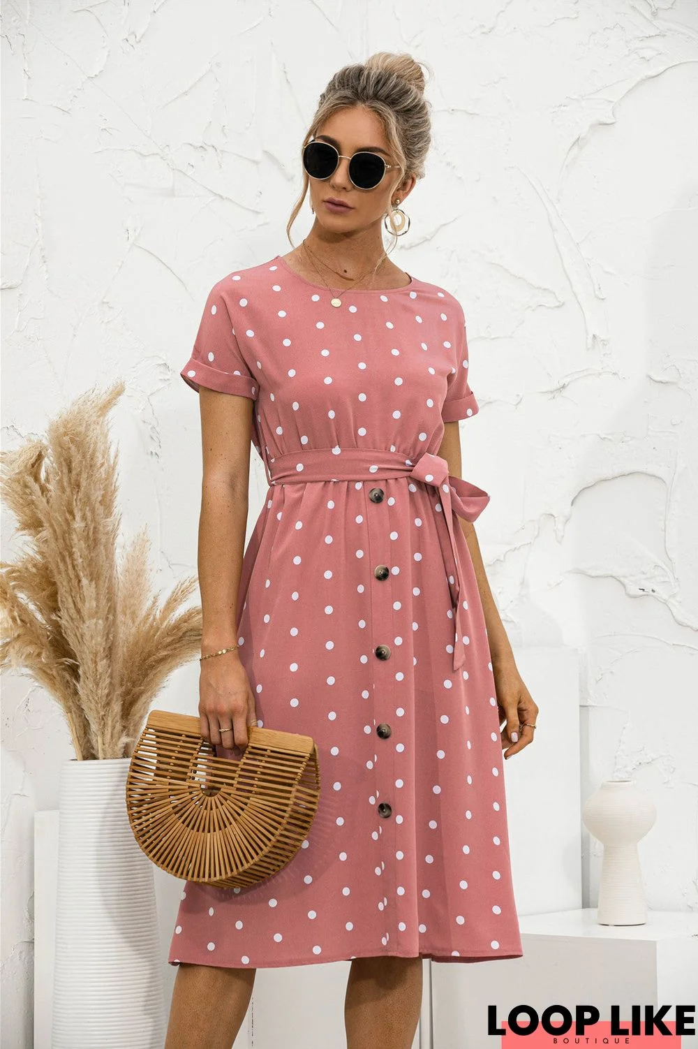Dotted Button Dress