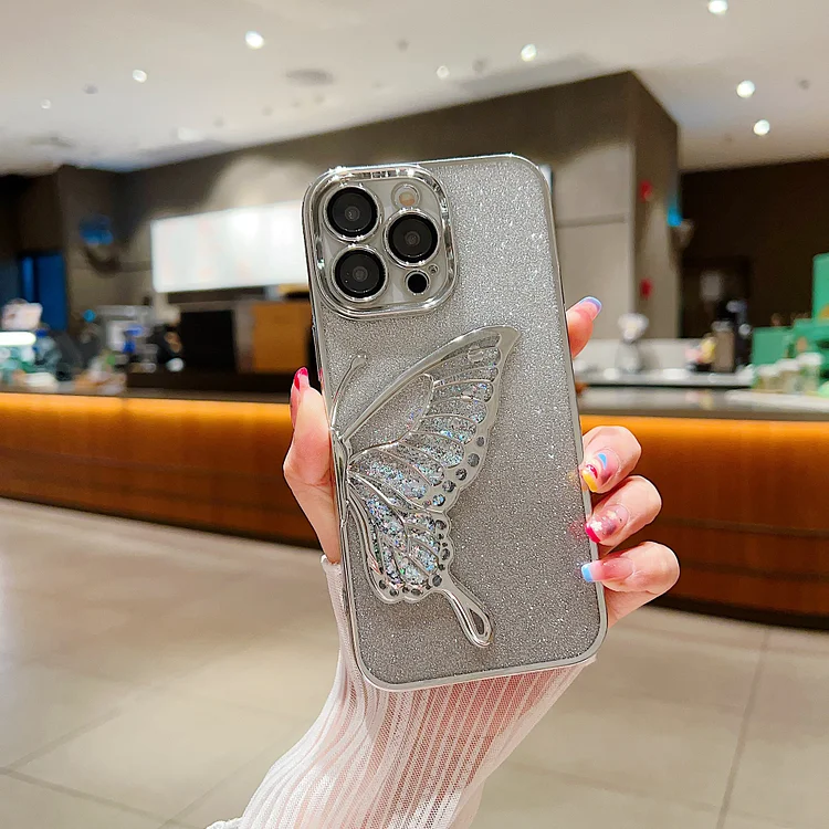 Beautiful three-dimensional quicksand butterfly mobile phone case