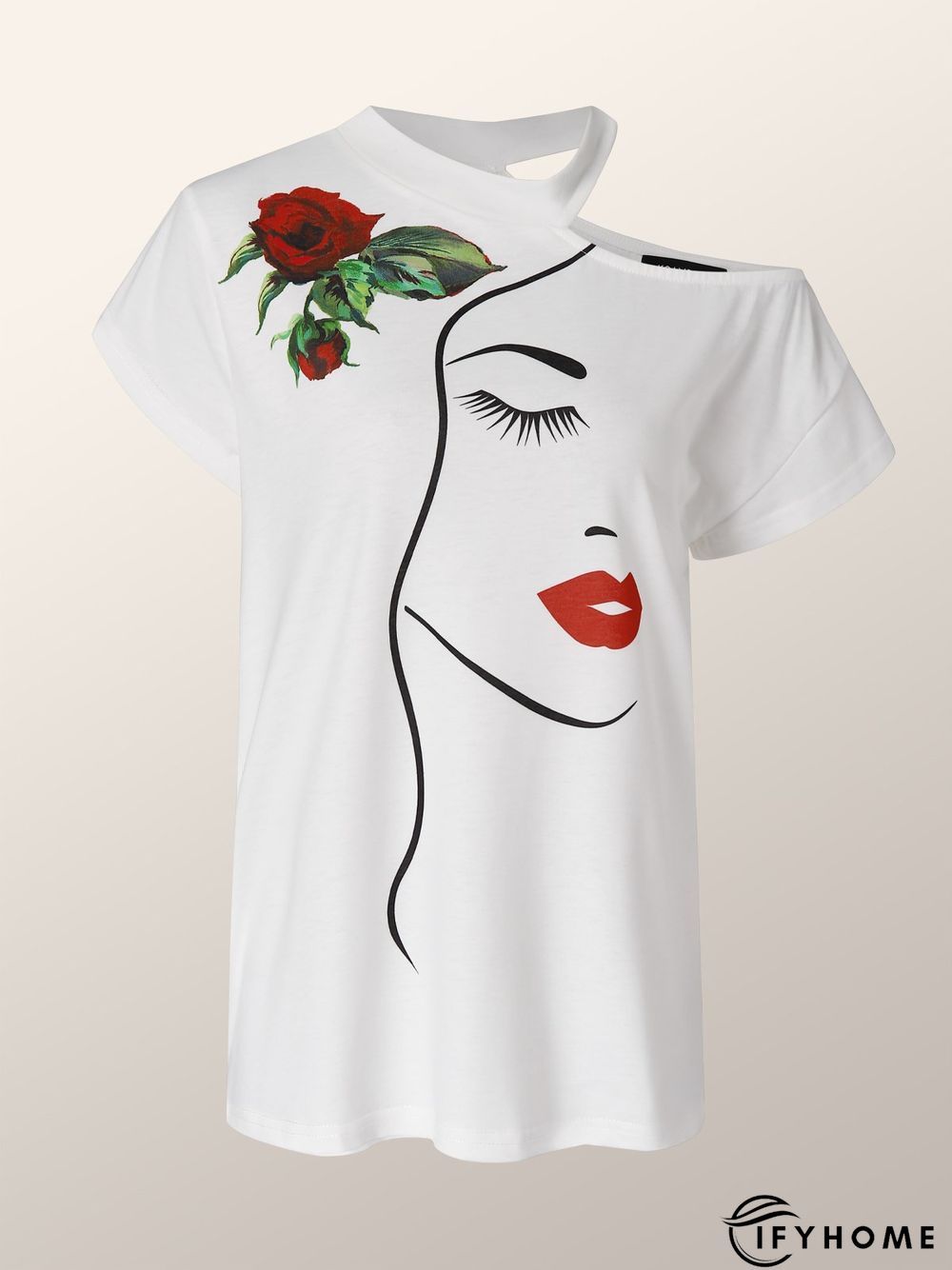 Daily Floral Crew Neck Cap Sleeve T-Shirt | IFYHOME