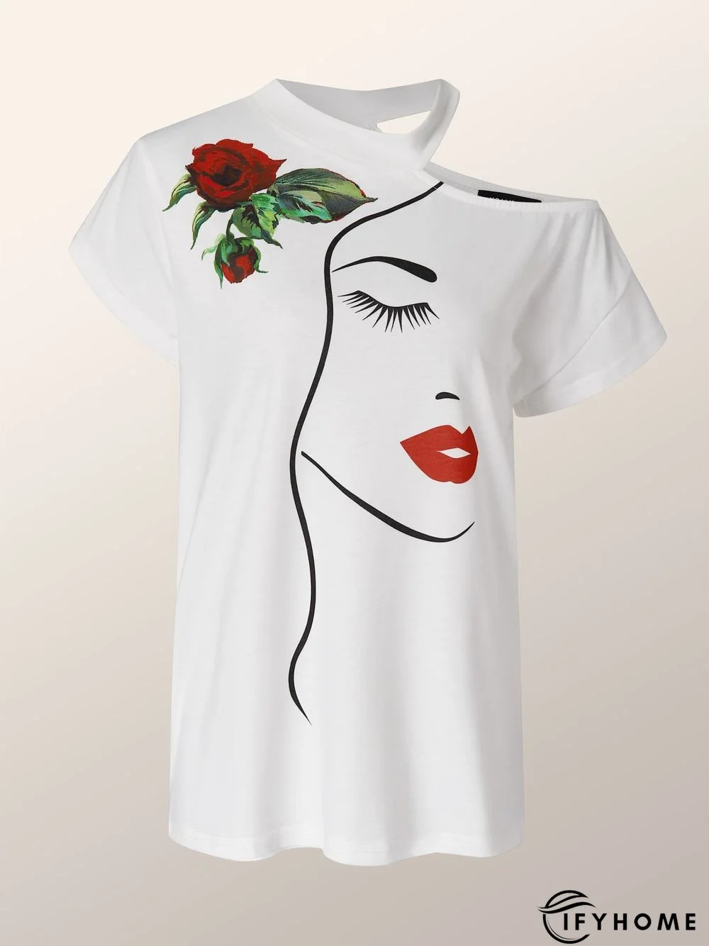 Daily Floral Crew Neck Cap Sleeve T-Shirt | IFYHOME